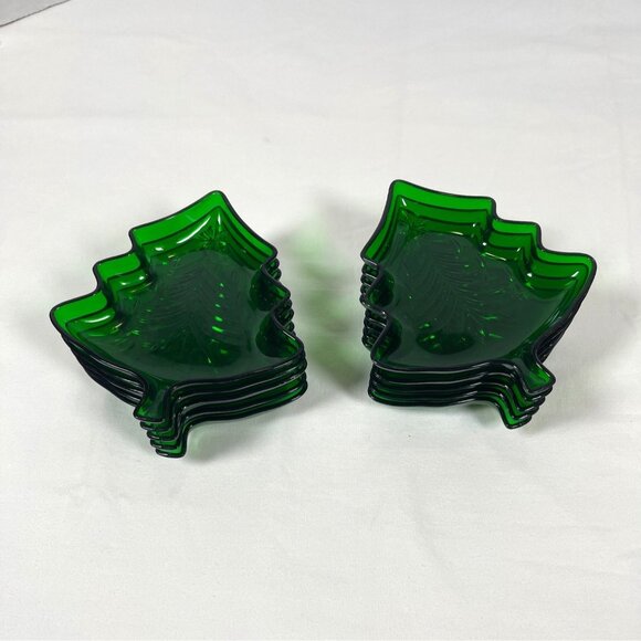 Green Holiday Christmas Tree Snack Candy Nut Dish Bowl Plastic 13 Pc Set Vintage - Picture 11 of 16